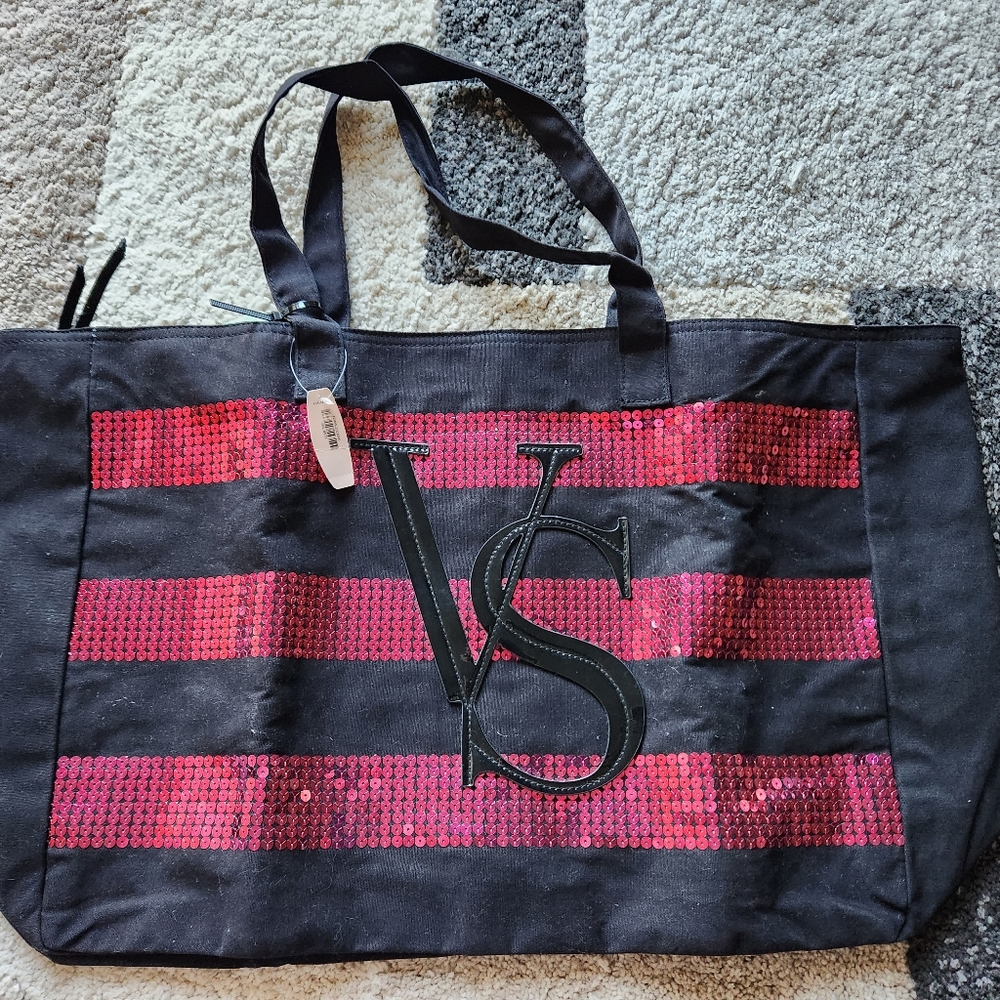 Victoria's Secret black & pink sequin bag